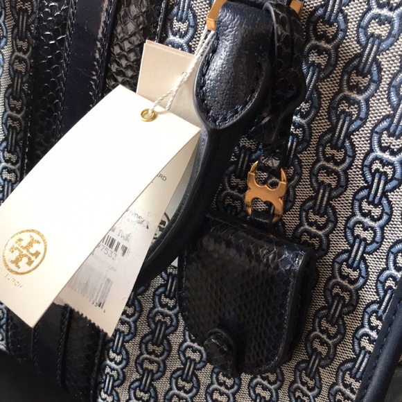🥳HP🥳NWT Tory Burch Gemini Link Snakeskin Satchel - Picture 12 of 12